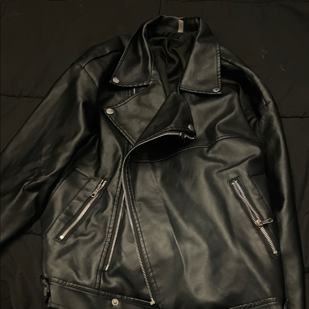 Women's Black Faux Leather Jacket